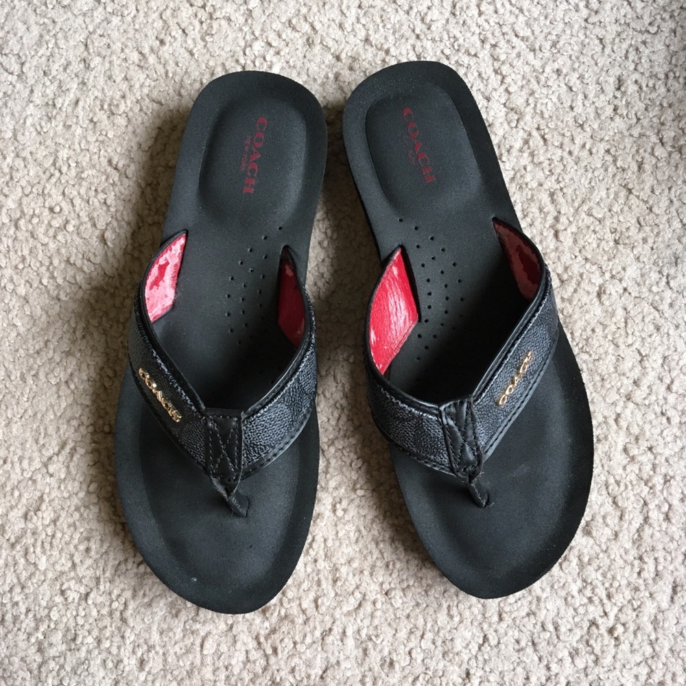 Coach Judy flip flops thong sandals slides black